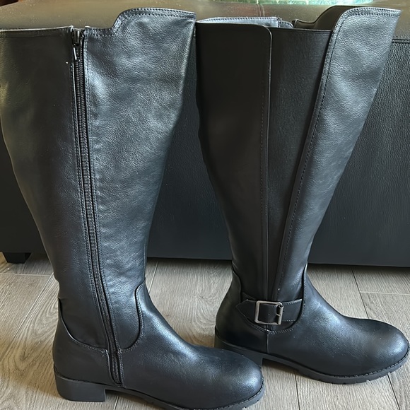 COMFORTVIEW The Milan Tall WIDE-CALF Faux Leather Boot Sz 8 1/2 Wide Black - Picture 4 of 13